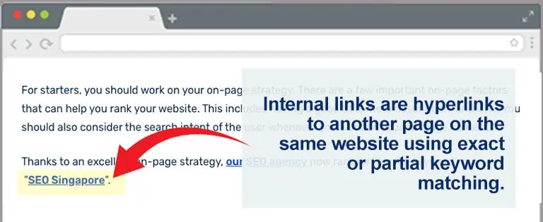 Internal links are key to ranking higher with on page SEO. 