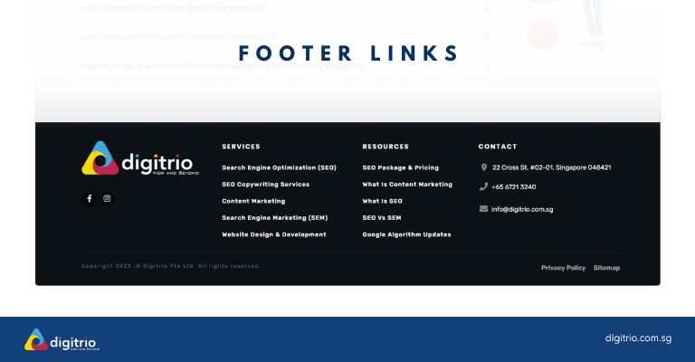 Footer link example by Digitrio