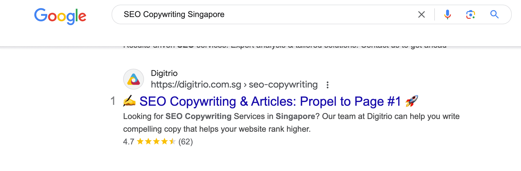 SEO Copywriting SERP - Digitrio ranked #1 SEO Copywriting SERP - Digitrio ranked #1